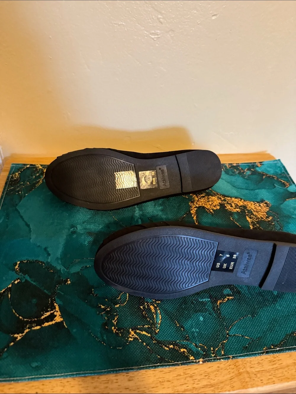 Talbots Black Suede-Like Ballet Flats with Pleated Detail